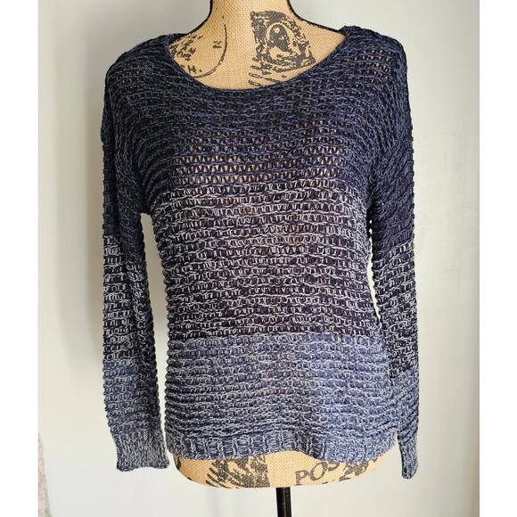 Quinn Open Knit Cropped High Low Long Sleeve Sweater Ombré Color Womens Sz S - Picture 5 of 5